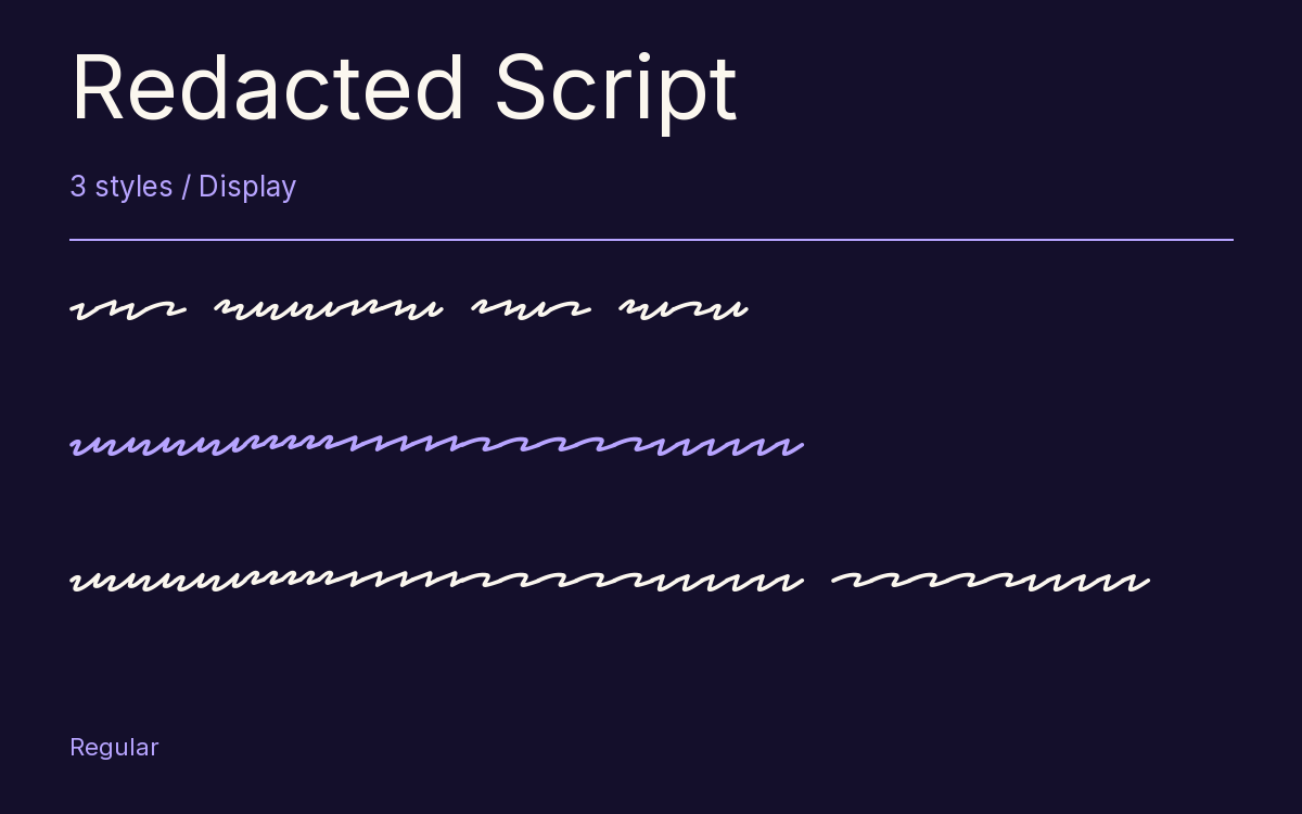 Redacted Script type specimen with letters and figures