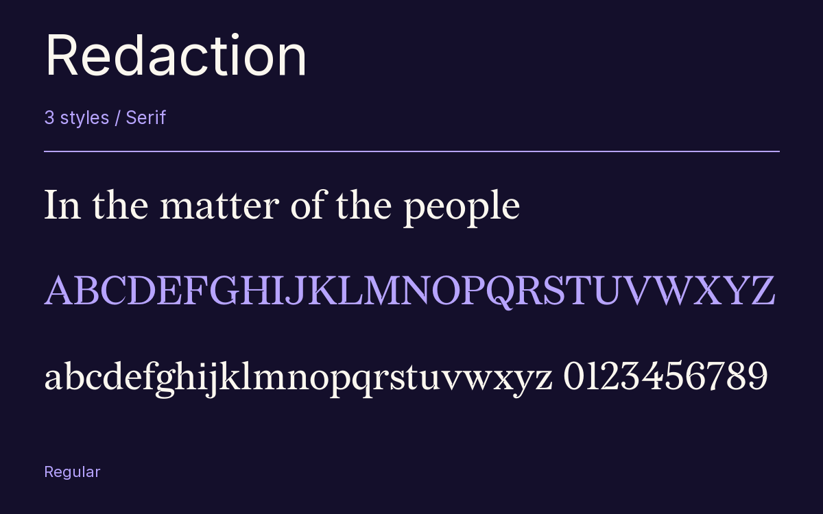 Redaction type specimen with letters and figures