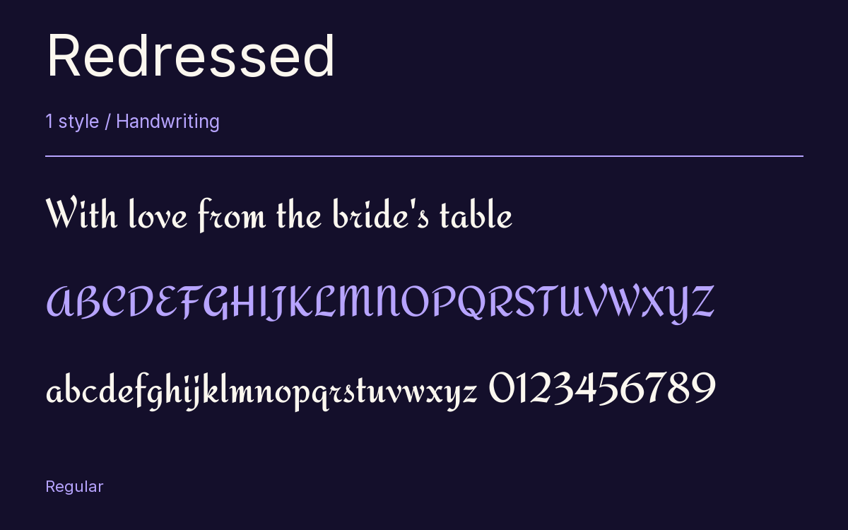 Redressed type specimen with letters and figures