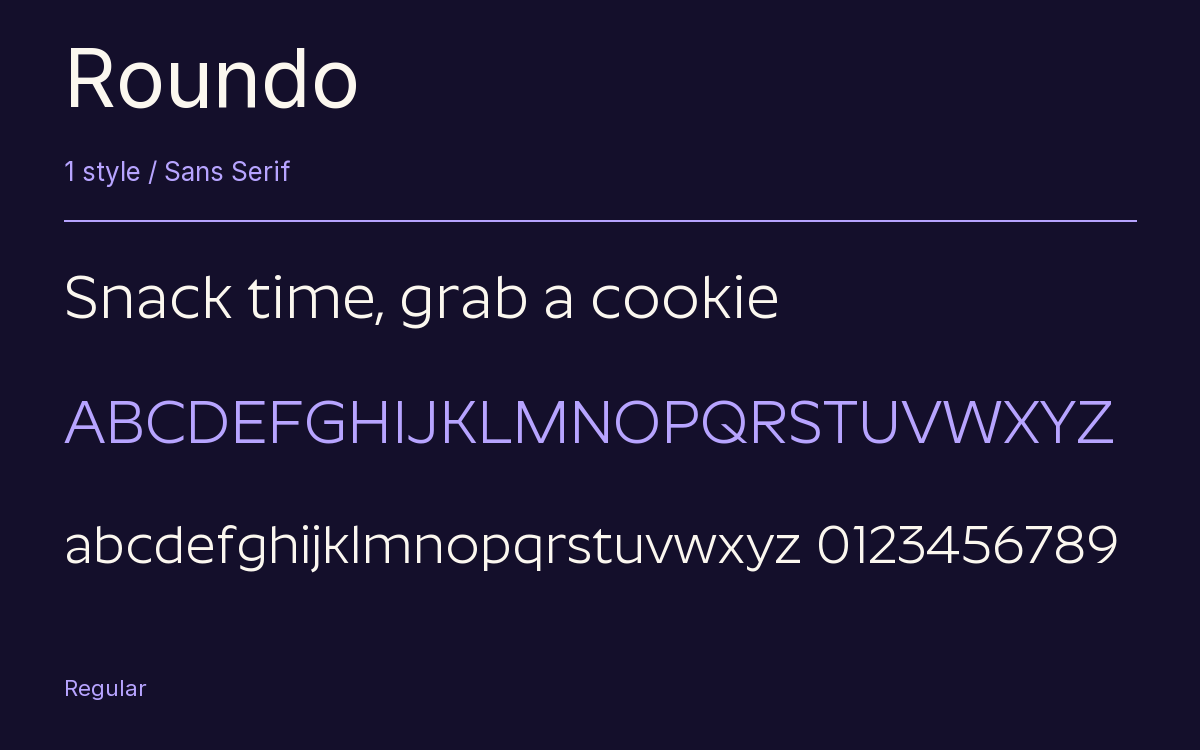 Roundo type specimen with letters and figures
