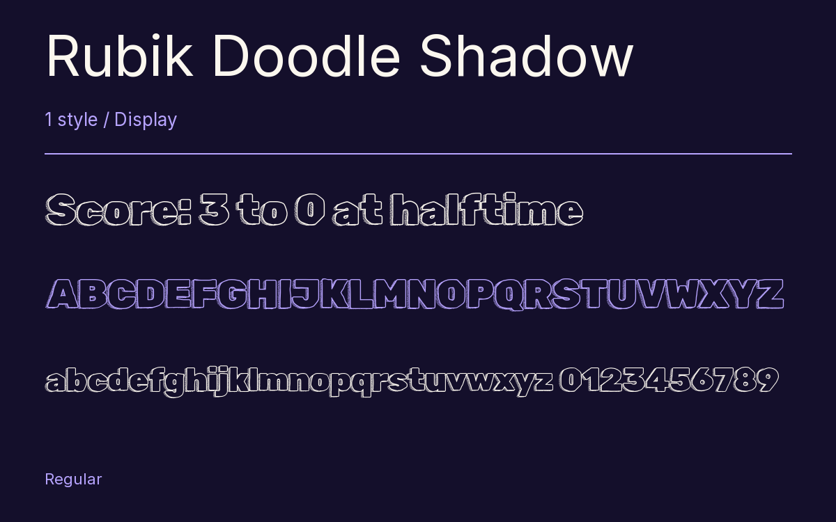 Rubik Doodle Shadow type specimen with letters and figures