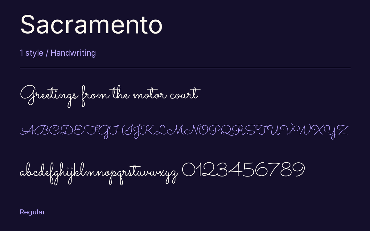 Sacramento type specimen with letters and figures
