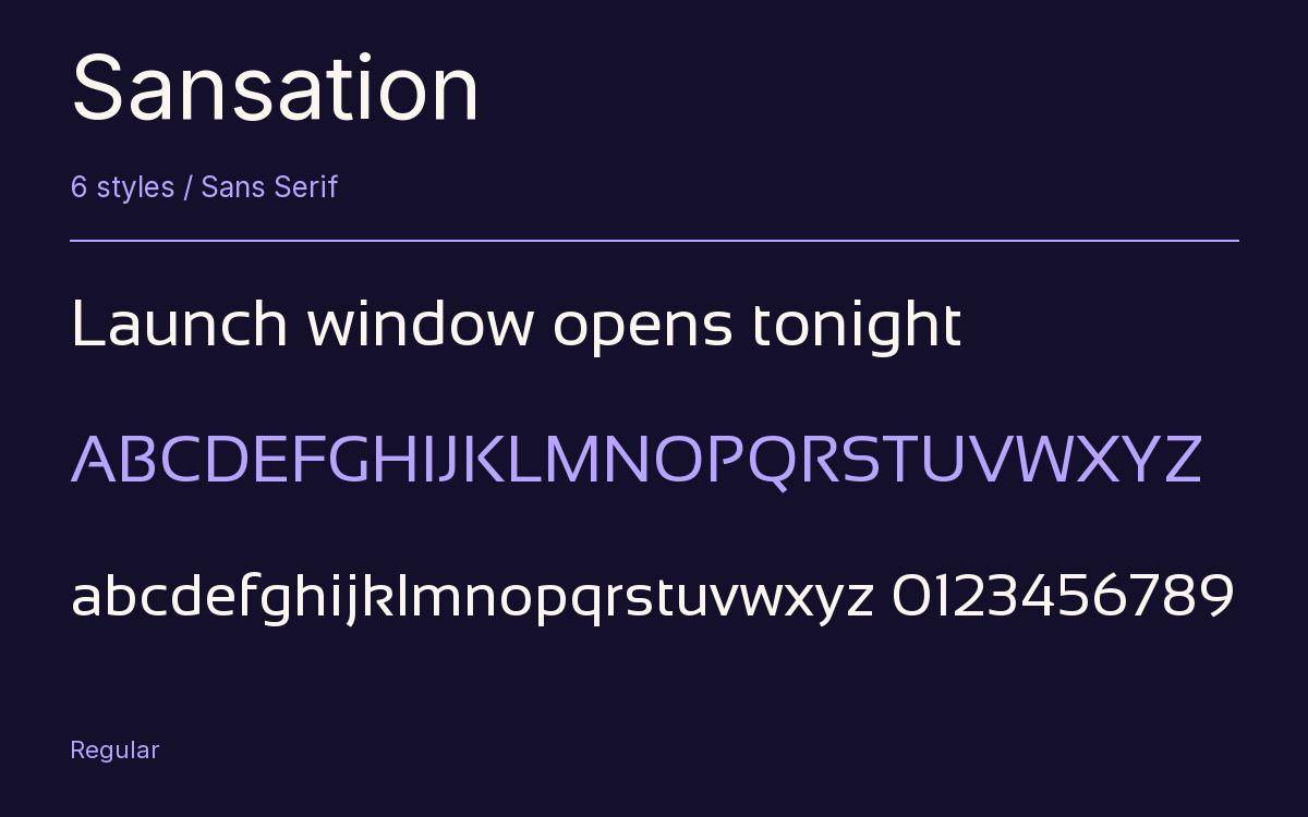 Sansation type specimen with letters and figures