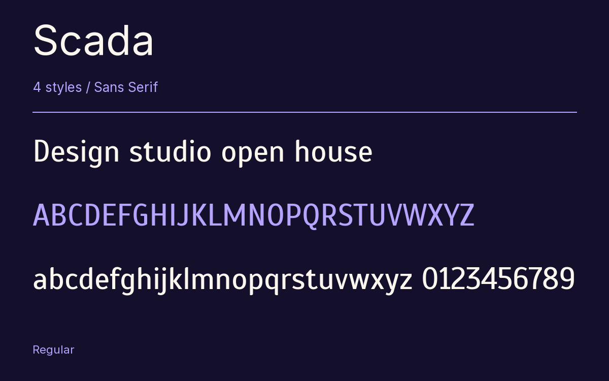 Scada type specimen with letters and figures
