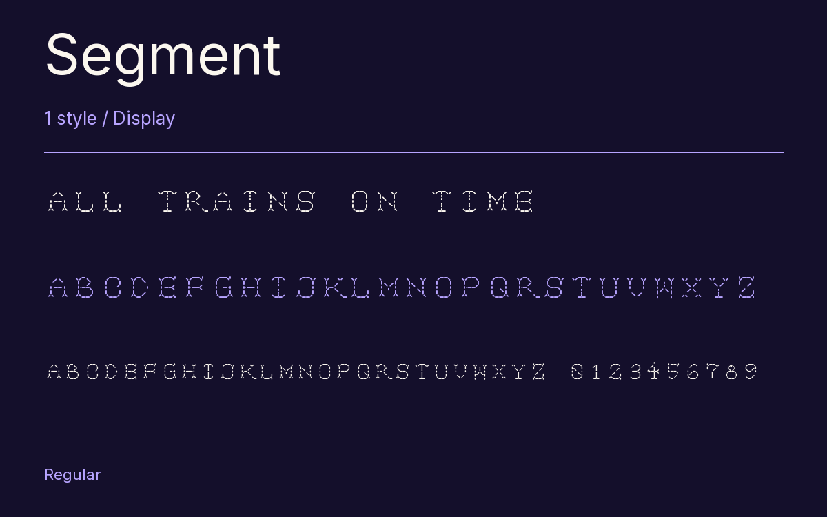 Segment type specimen with letters and figures