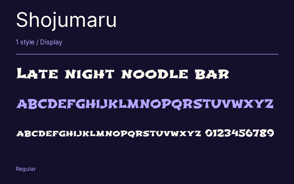 Shojumaru type specimen with letters and figures