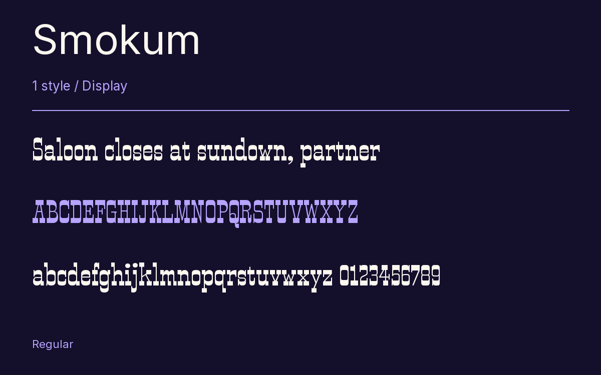 Smokum type specimen with letters and figures
