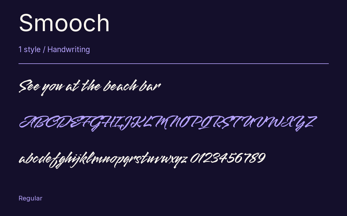 Smooch type specimen with letters and figures