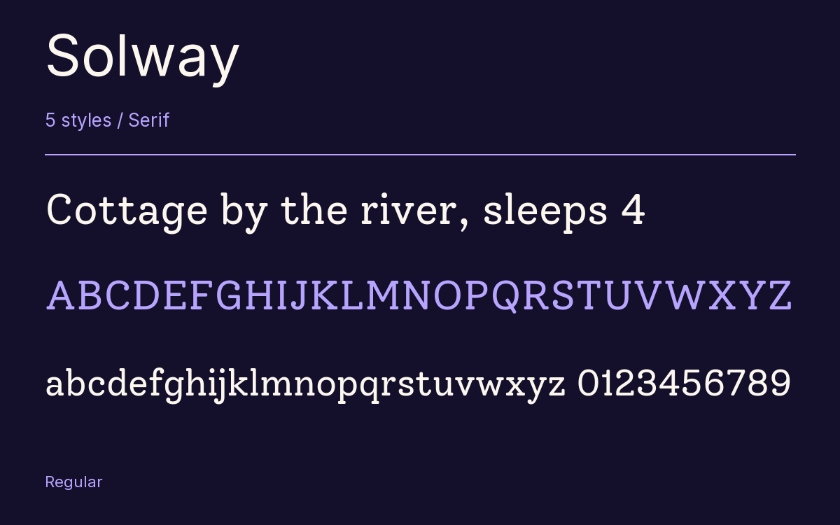 Solway type specimen with letters and figures