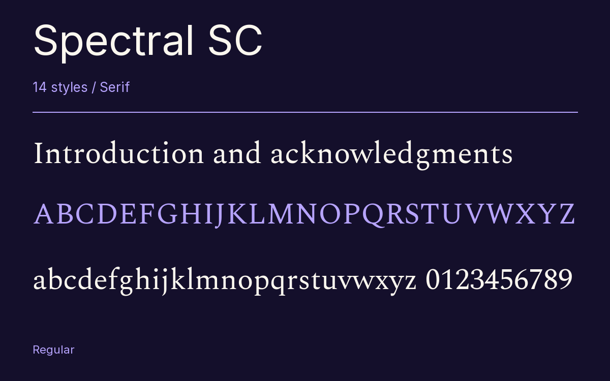 Spectral SC type specimen with letters and figures