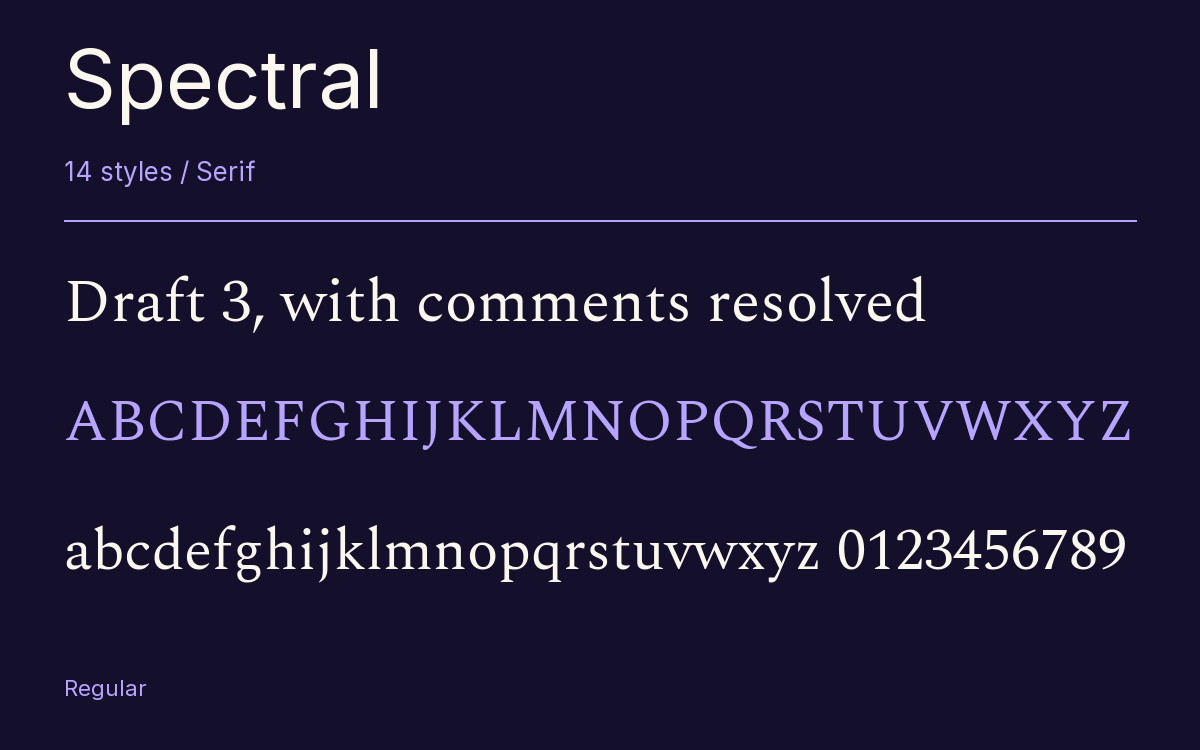 Spectral type specimen with letters and figures