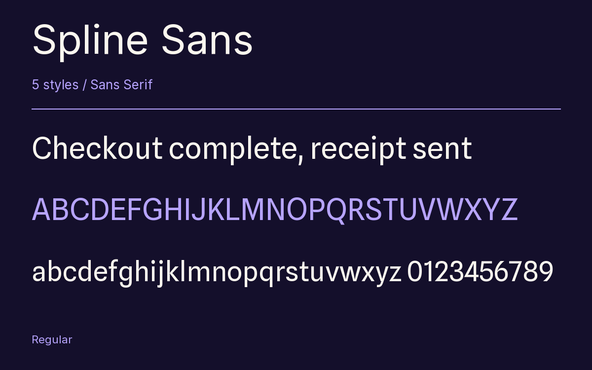 Spline Sans type specimen with letters and figures