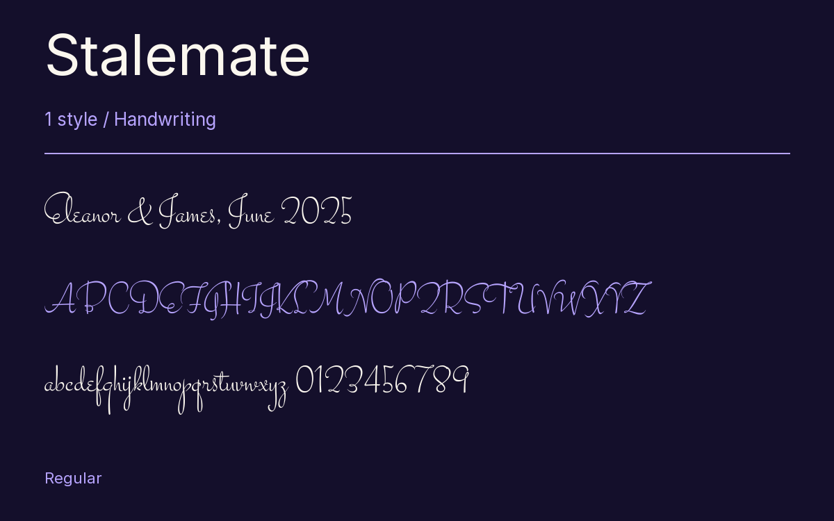 Stalemate type specimen with letters and figures