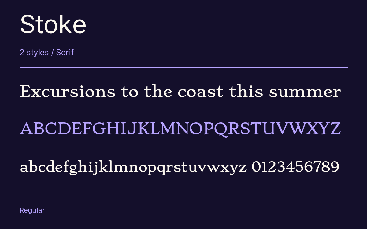 Stoke type specimen with letters and figures