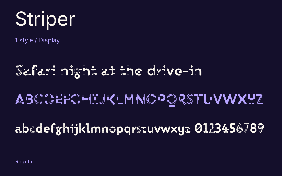 Striper type specimen with letters and figures