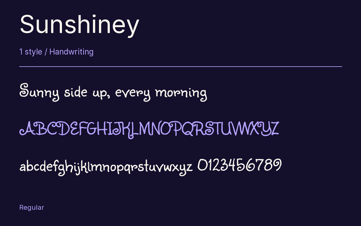 Sunshiney type specimen with letters and figures