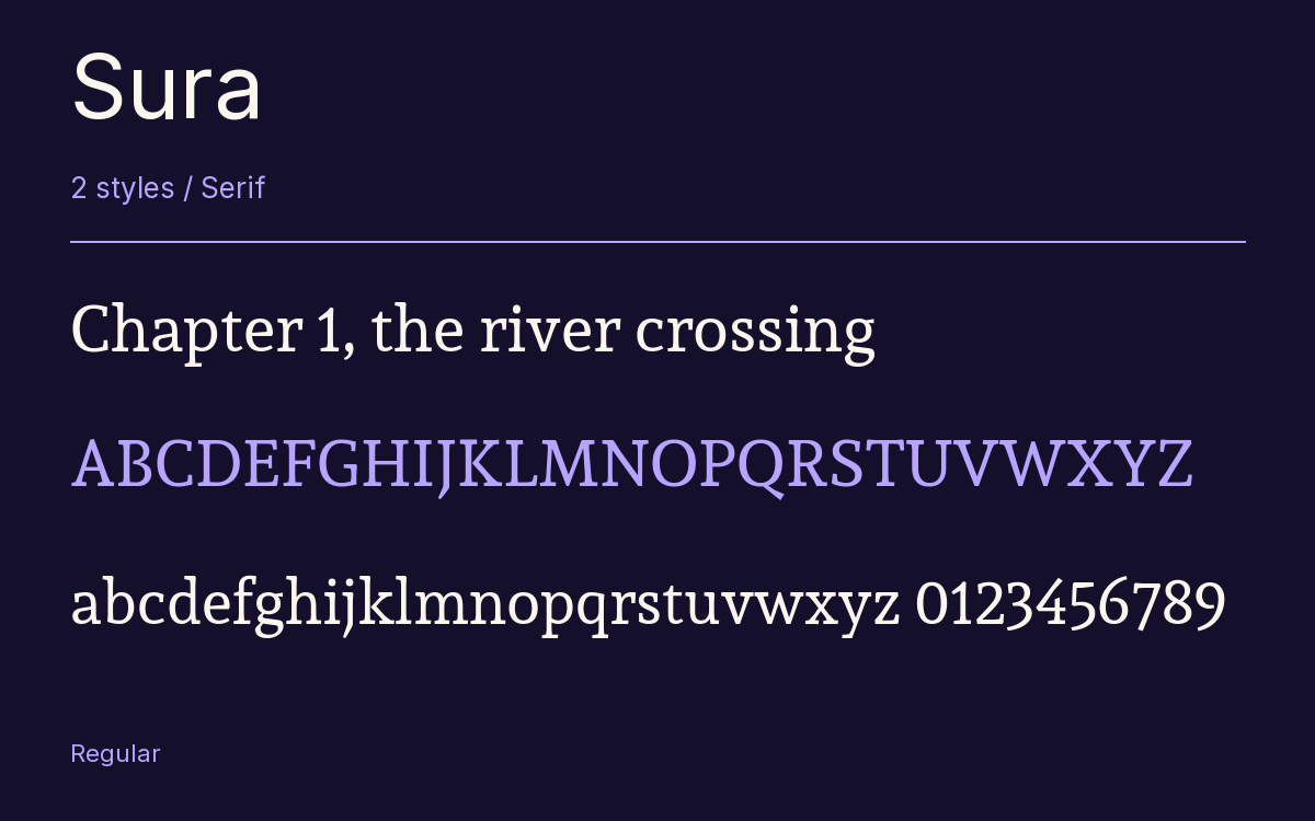 Sura type specimen with letters and figures