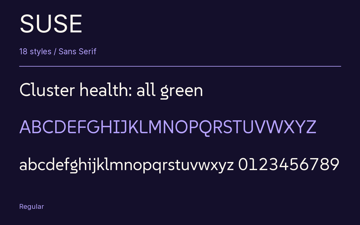 SUSE type specimen with letters and figures