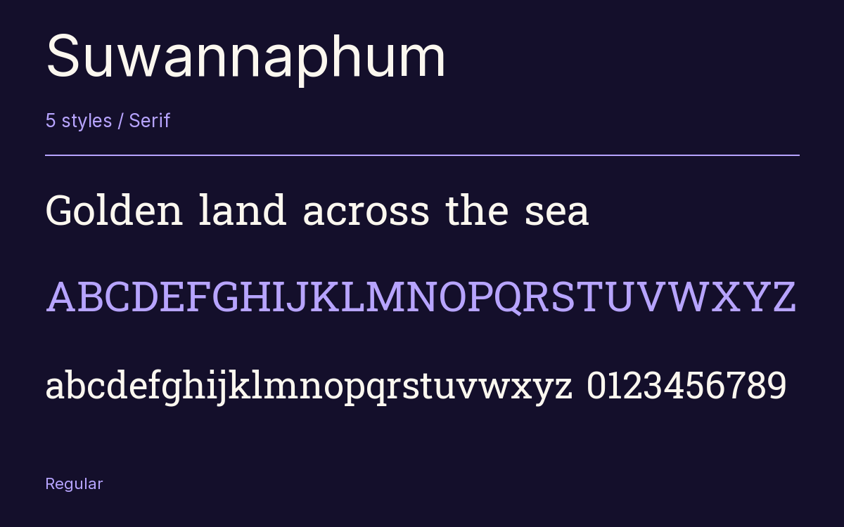 Suwannaphum type specimen with letters and figures