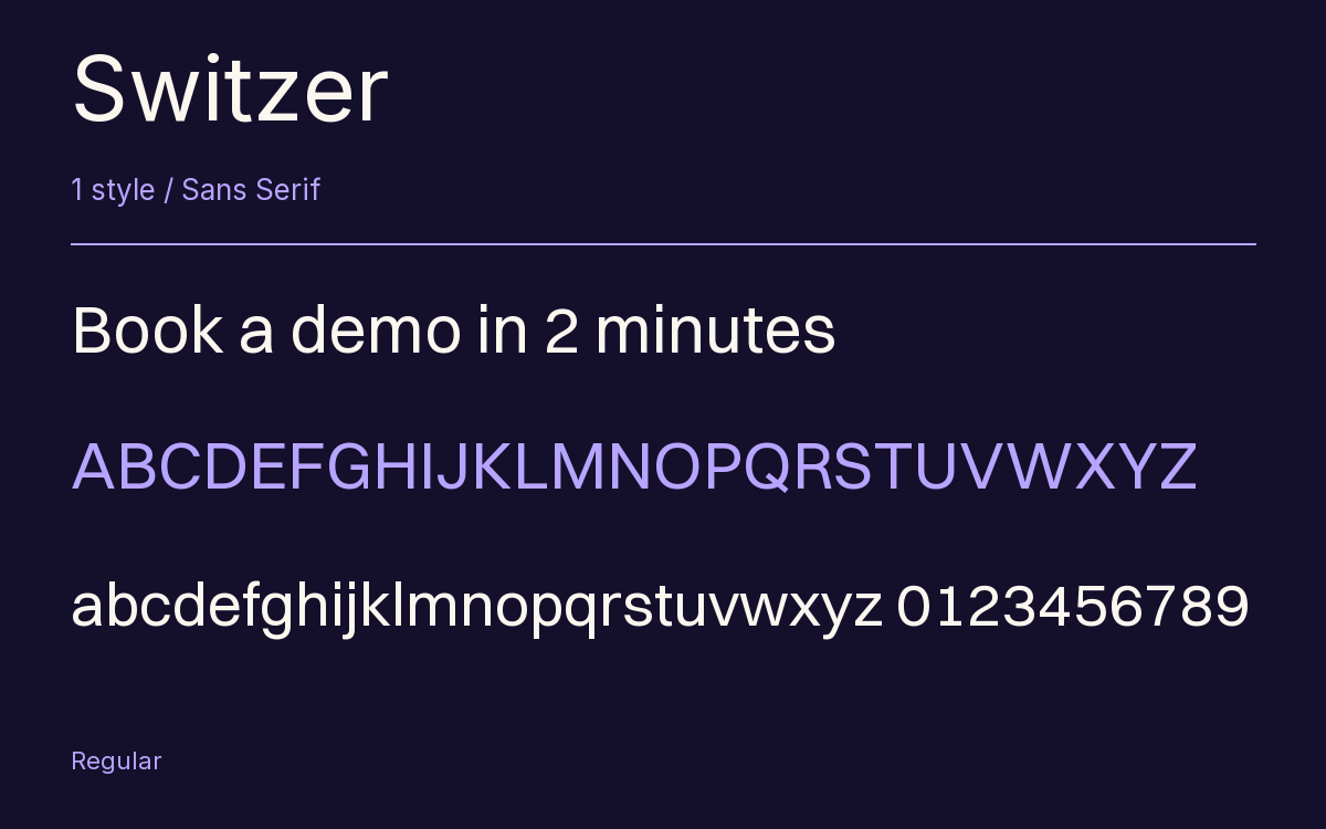 Switzer type specimen with letters and figures