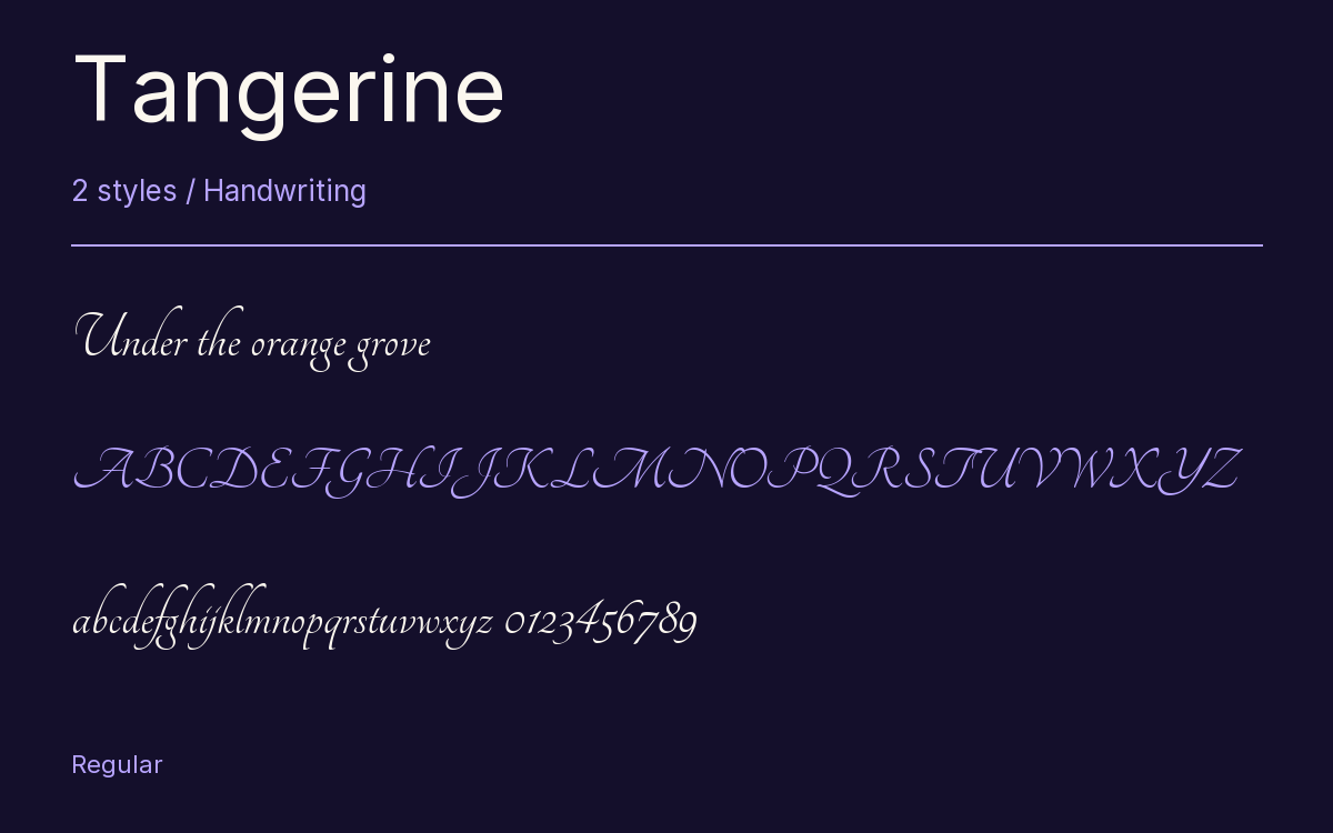 Tangerine type specimen with letters and figures