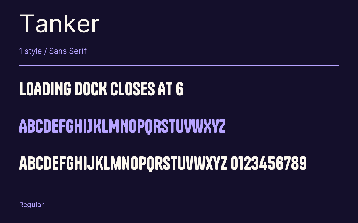 Tanker type specimen with letters and figures