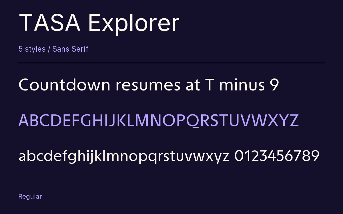 TASA Explorer type specimen with letters and figures