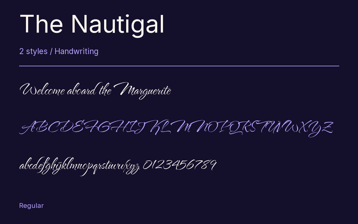 The Nautigal type specimen with letters and figures