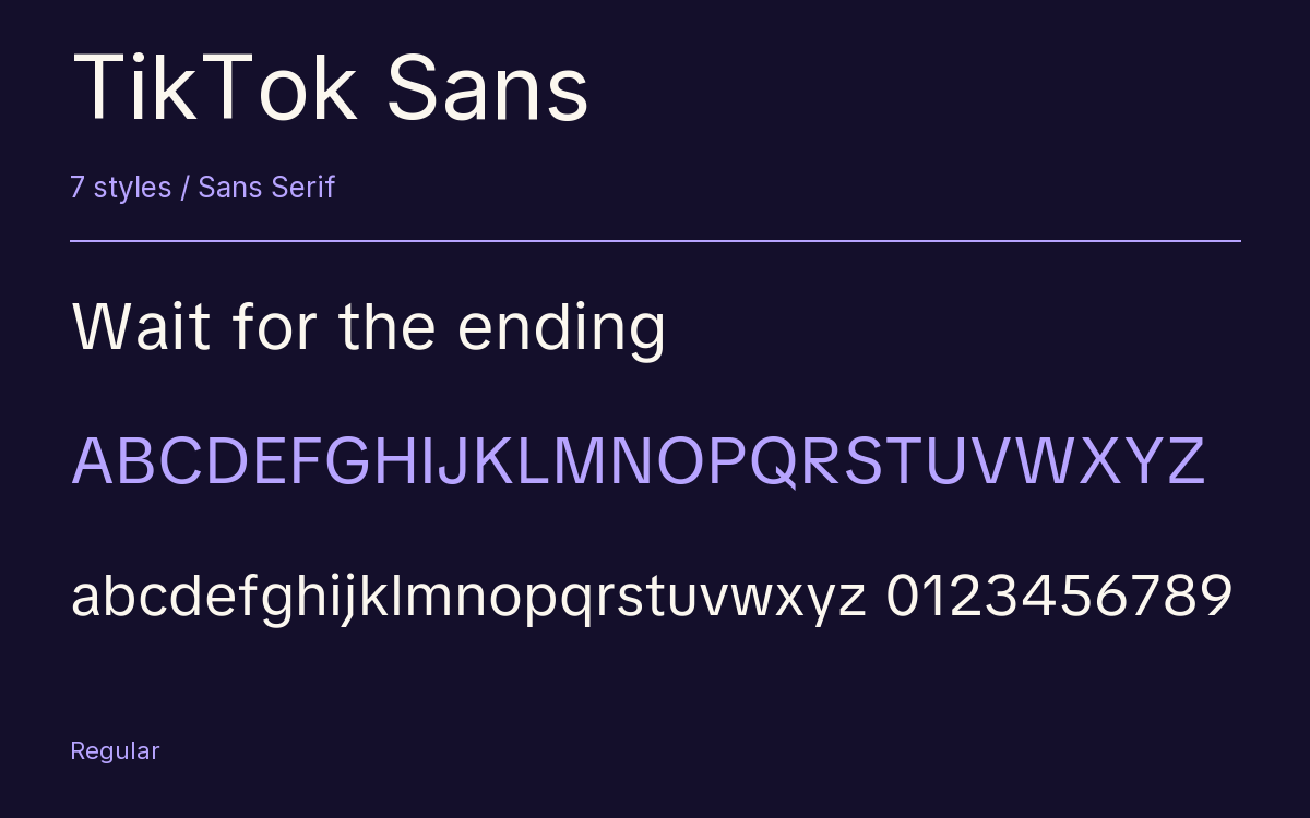 TikTok Sans type specimen with letters and figures
