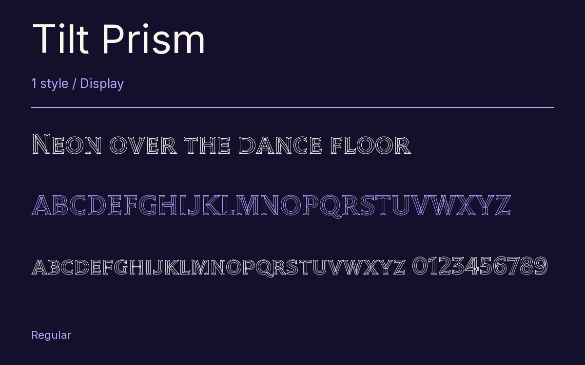 Tilt Prism type specimen with letters and figures