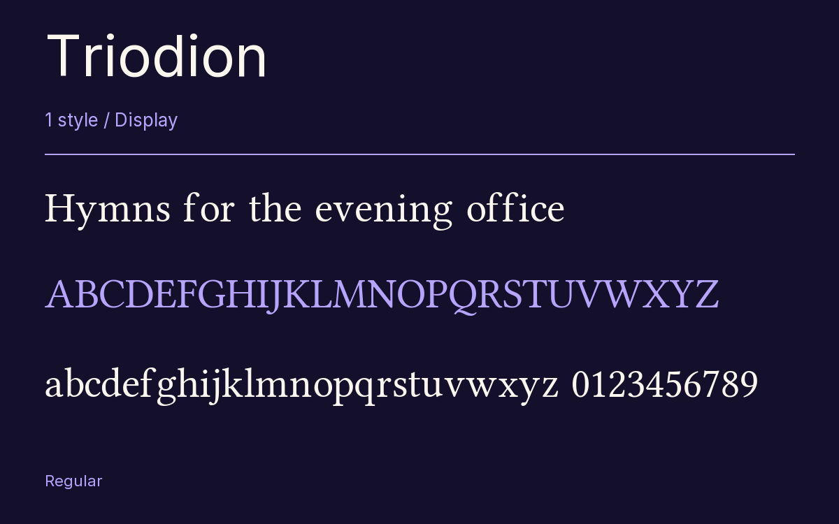 Triodion type specimen with letters and figures