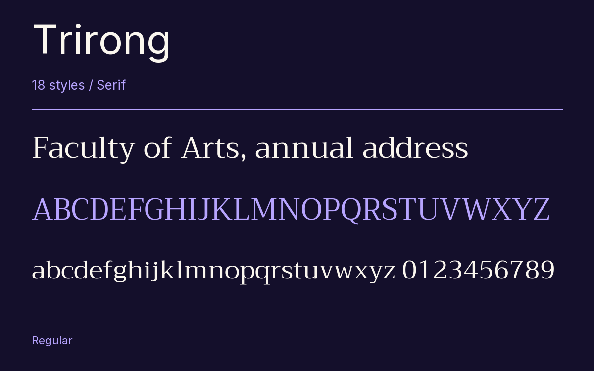 Trirong type specimen with letters and figures