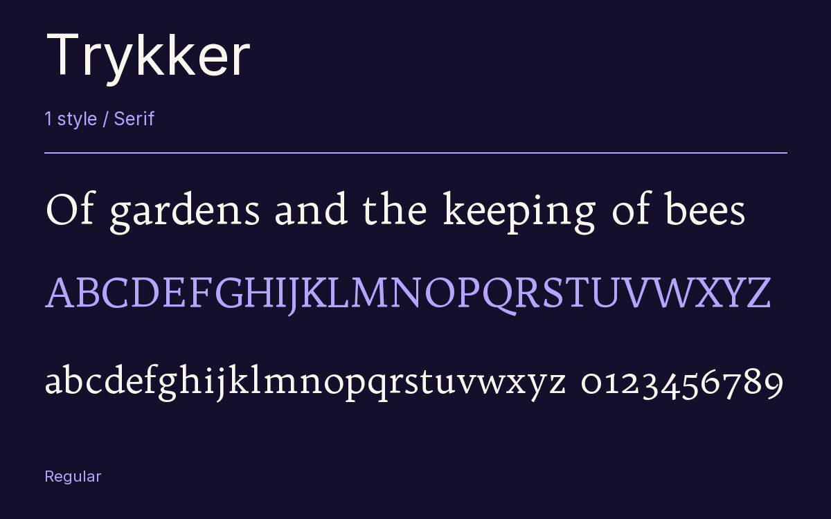 Trykker type specimen with letters and figures