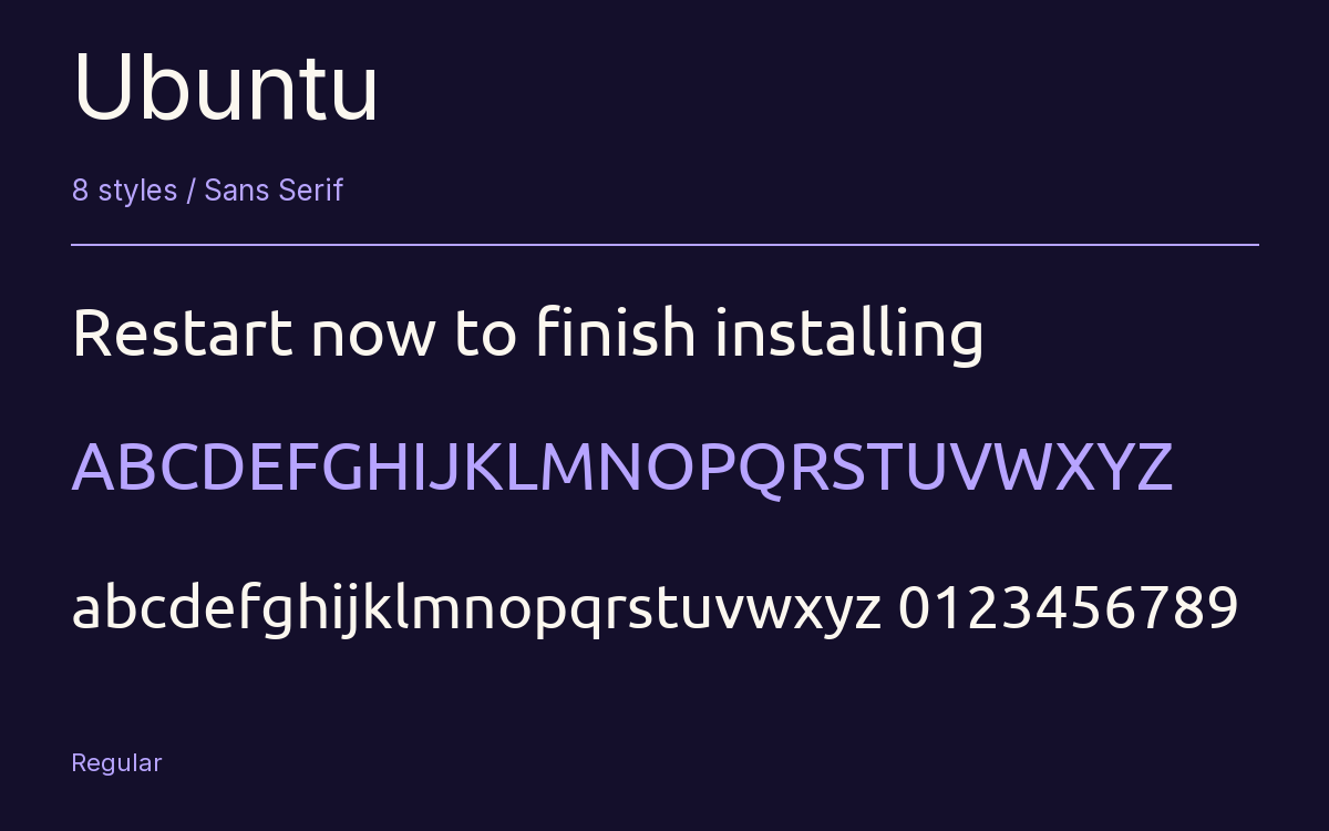 Ubuntu type specimen with letters and figures