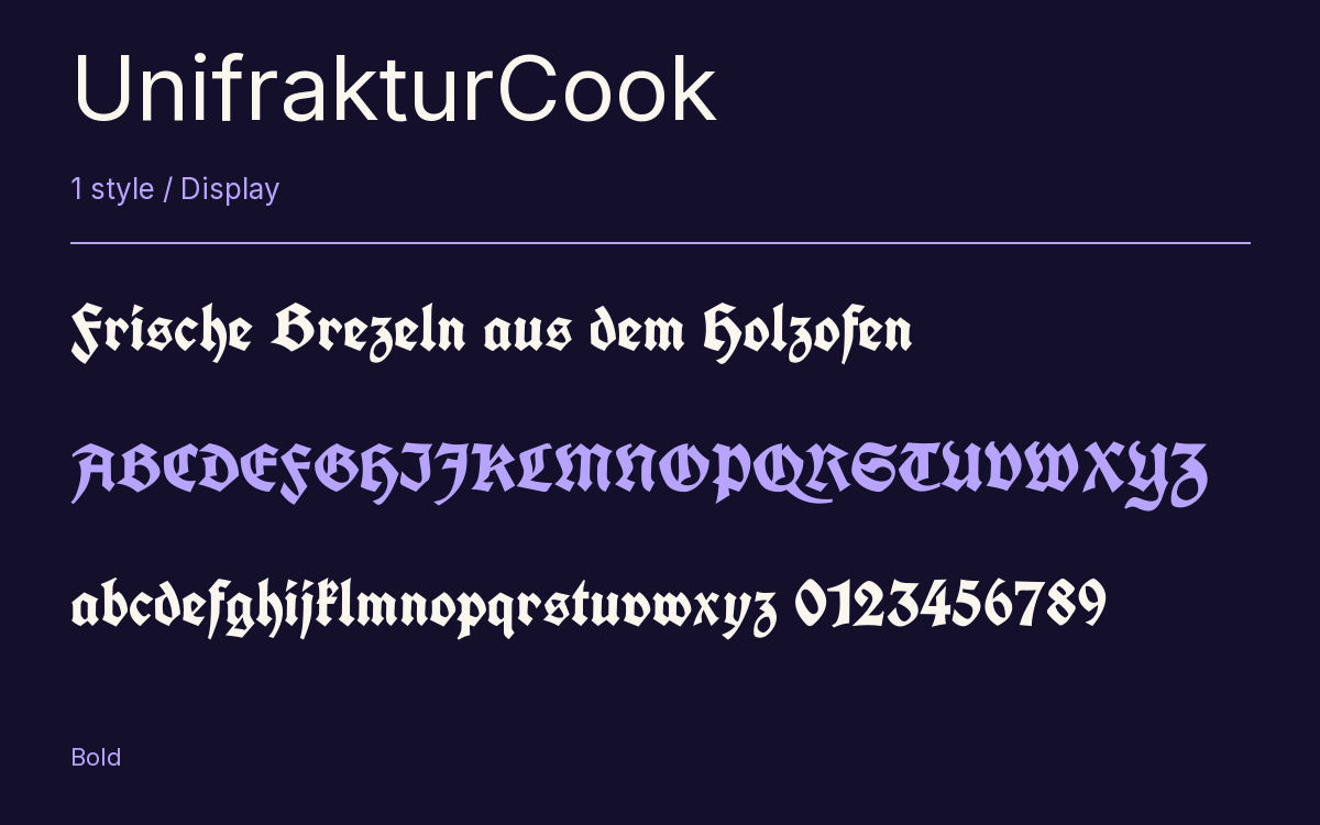 UnifrakturCook type specimen with letters and figures