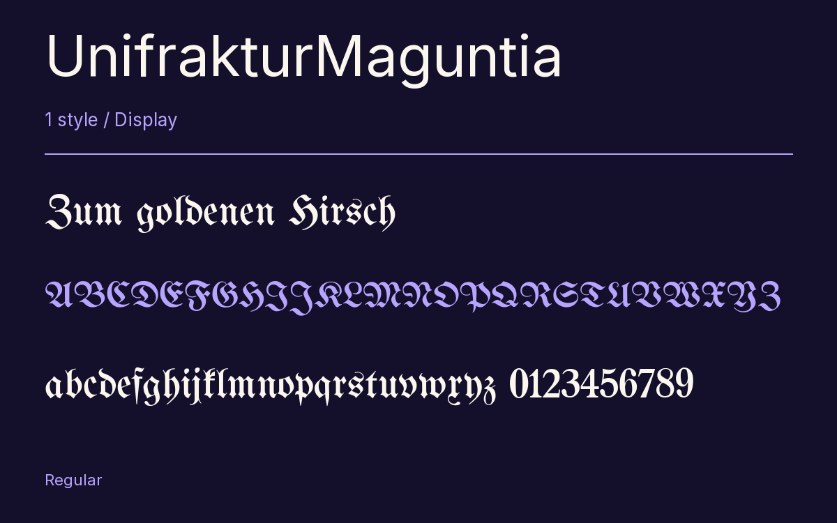 UnifrakturMaguntia type specimen with letters and figures