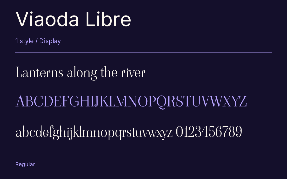 Viaoda Libre type specimen with letters and figures