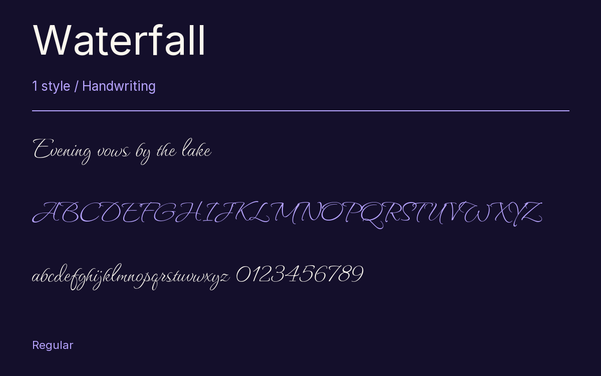 Waterfall type specimen with letters and figures