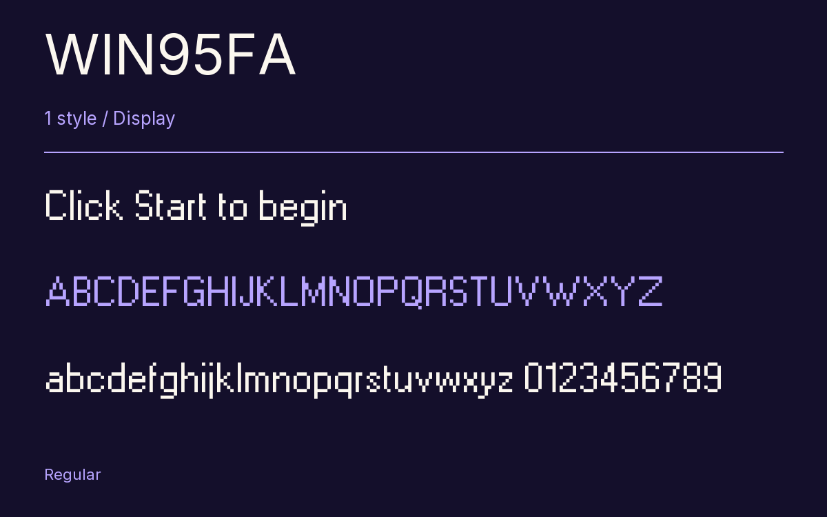 WIN95FA type specimen with letters and figures