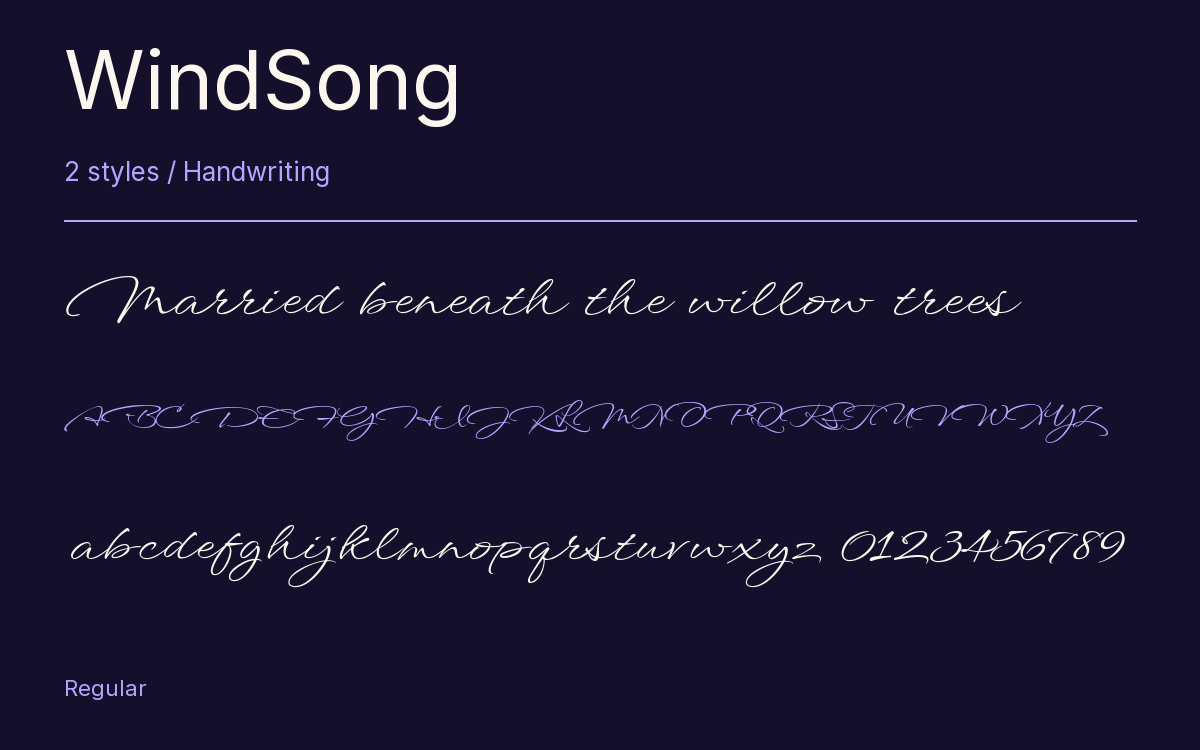 WindSong type specimen with letters and figures