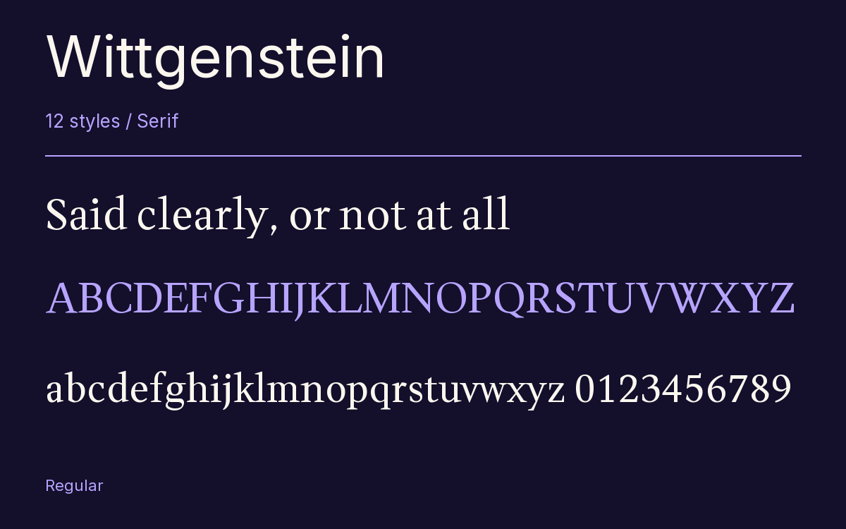Wittgenstein type specimen with letters and figures