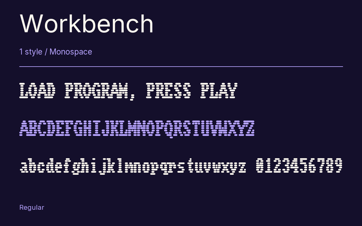 Workbench type specimen with letters and figures