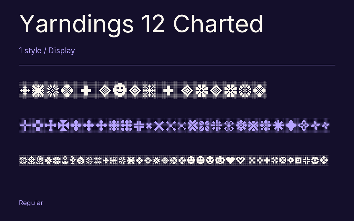Yarndings 12 Charted type specimen with letters and figures