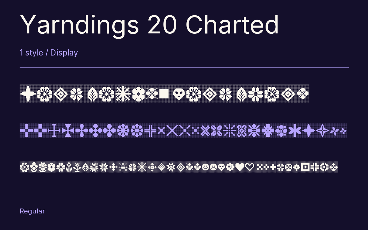 Yarndings 20 Charted type specimen with letters and figures