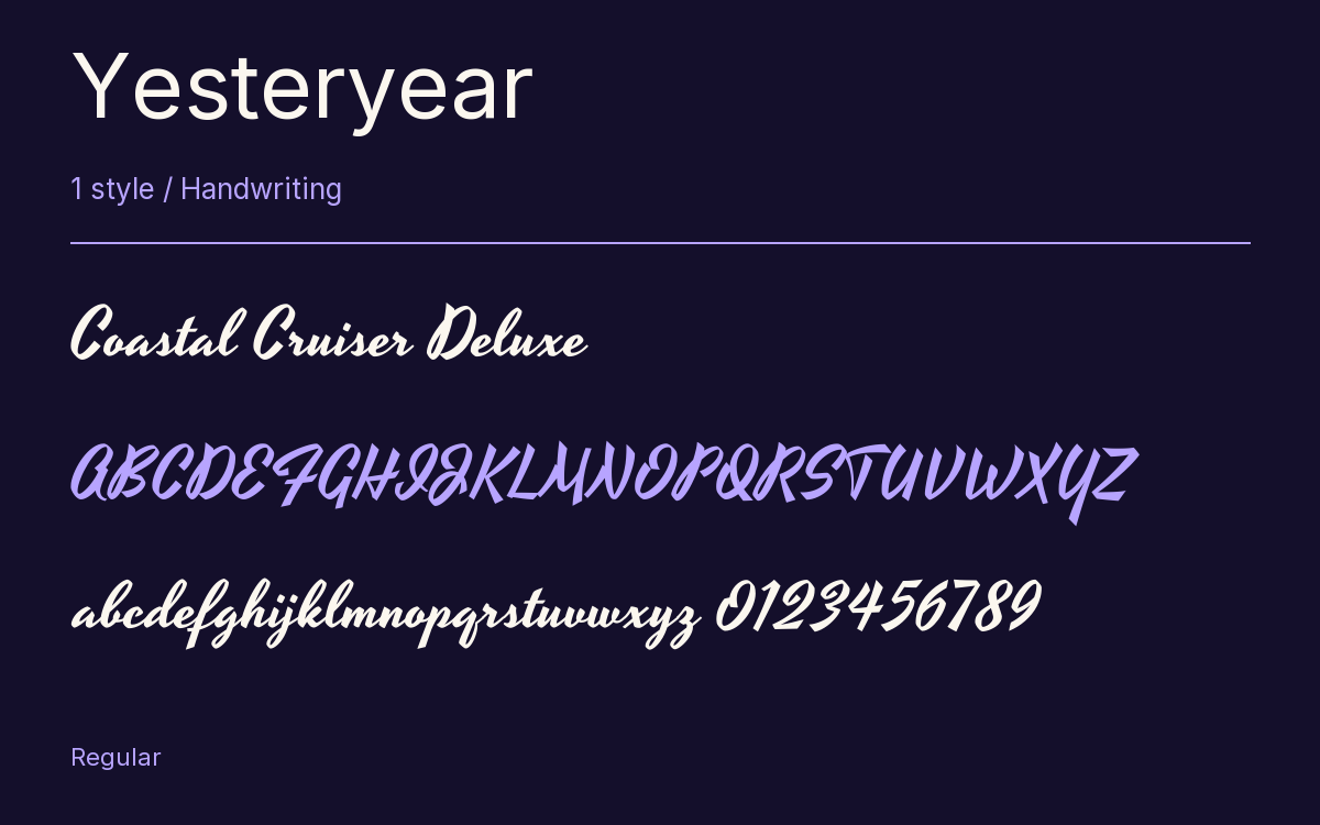 Yesteryear type specimen with letters and figures