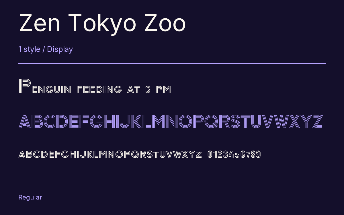 Zen Tokyo Zoo type specimen with letters and figures